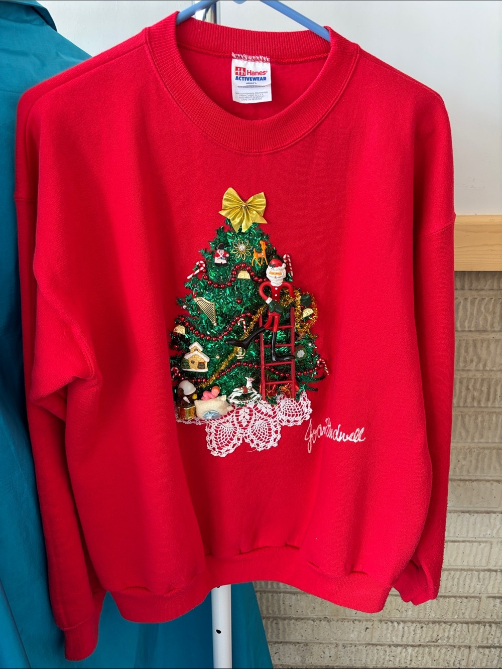 Hanes Red Christmas Tree Embellished Sweatshirt